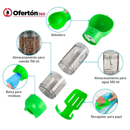 BOTELLA PORTATIL 4 EN 1 MULTIFUNCIONAL PARA MASCOTAS